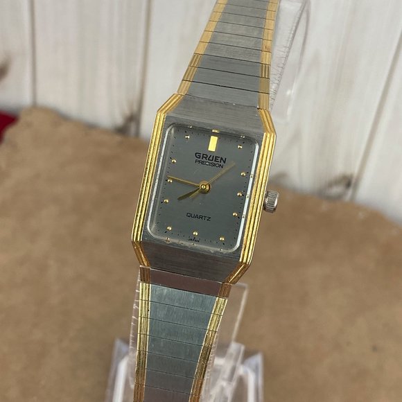 Fancy Two Tone Gold and Platinum Tone very Dressy Gruen Precision Watch - Picture 4 of 8